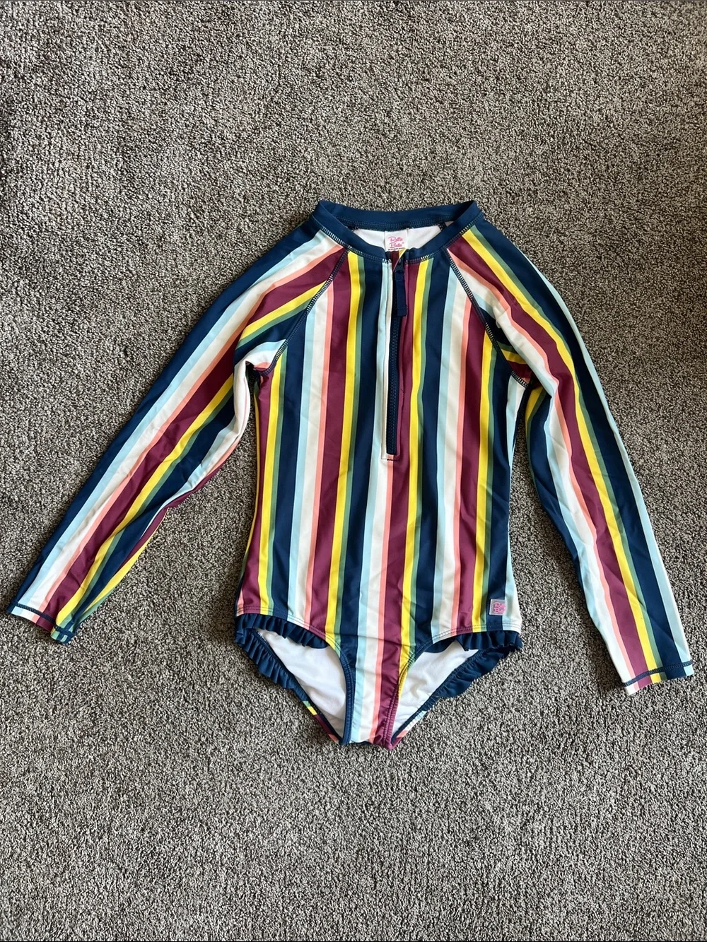 Ruffle Butts Multicolor Stripe Long-Sleeve One-Piece Swimsuit